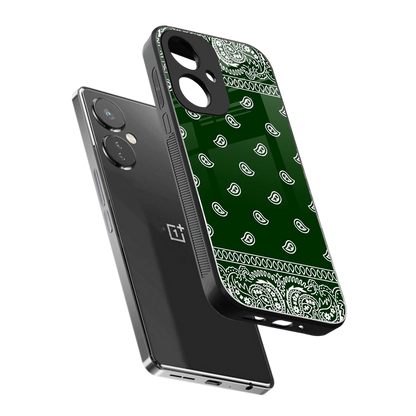 Paisley Green sleek oneplus nord ce 3 cover with tempered glass back and TPU edges
