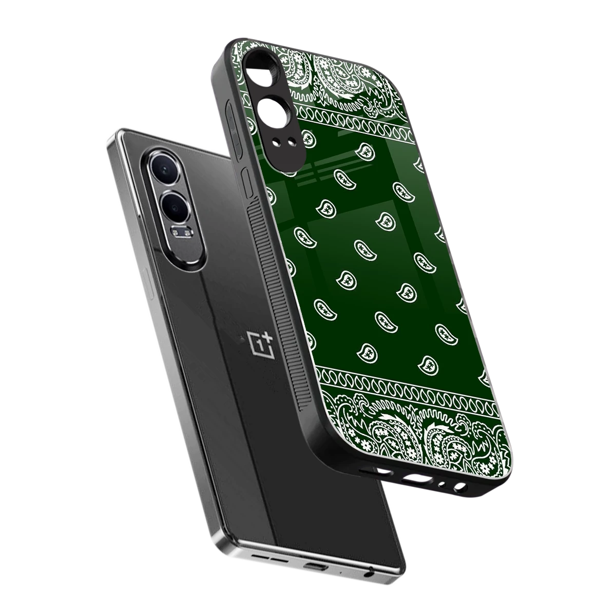 Paisley Green sleek oneplus nord ce 4 lite cover with tempered glass back and TPU edges