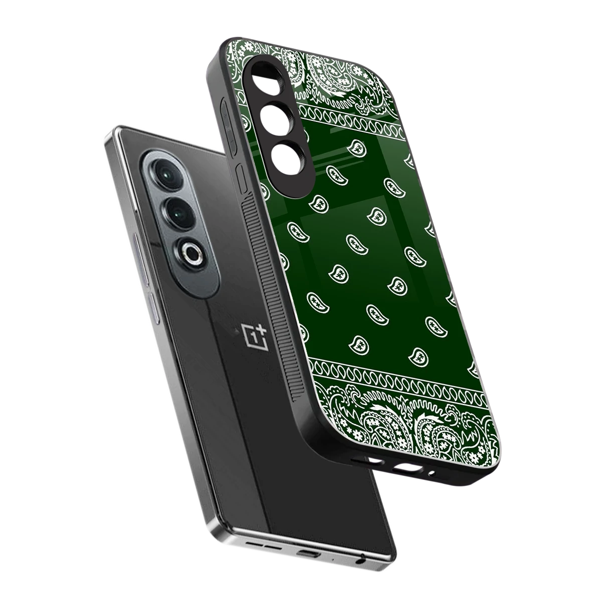 Paisley Green sleek oneplus nord ce 4 cover with tempered glass back and TPU edges