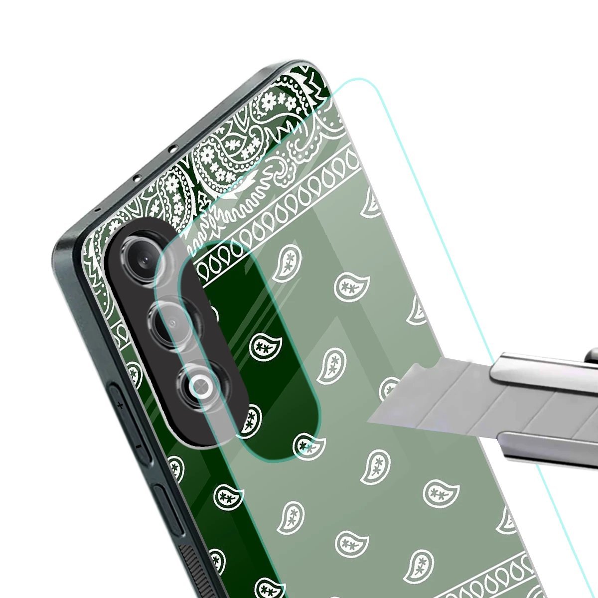 Paisley Green stylish phone case for oneplus nord ce 4 | glossy glass and slim fit