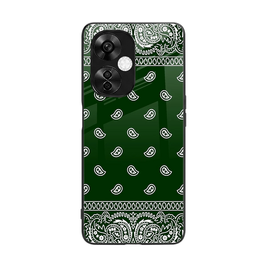 Paisley Green back phone cover | glass case for oneplus nord ce 3 lite