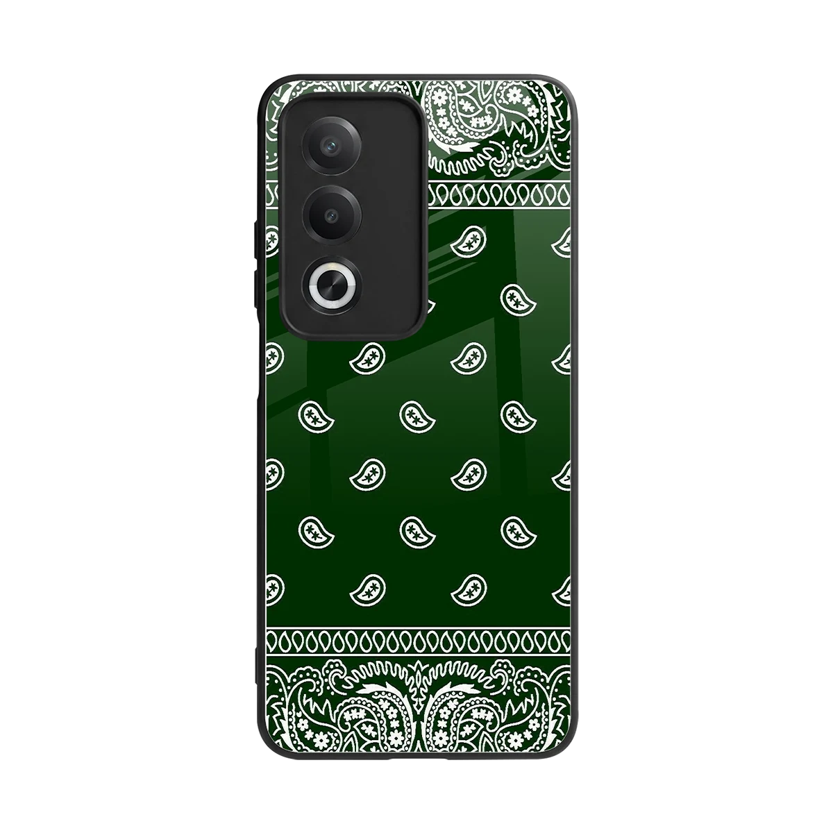 Paisley Green back phone cover | glass case for oppo a3 pro