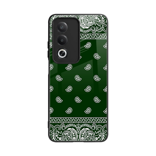 Paisley Green back phone cover | glass case for oppo a3 pro