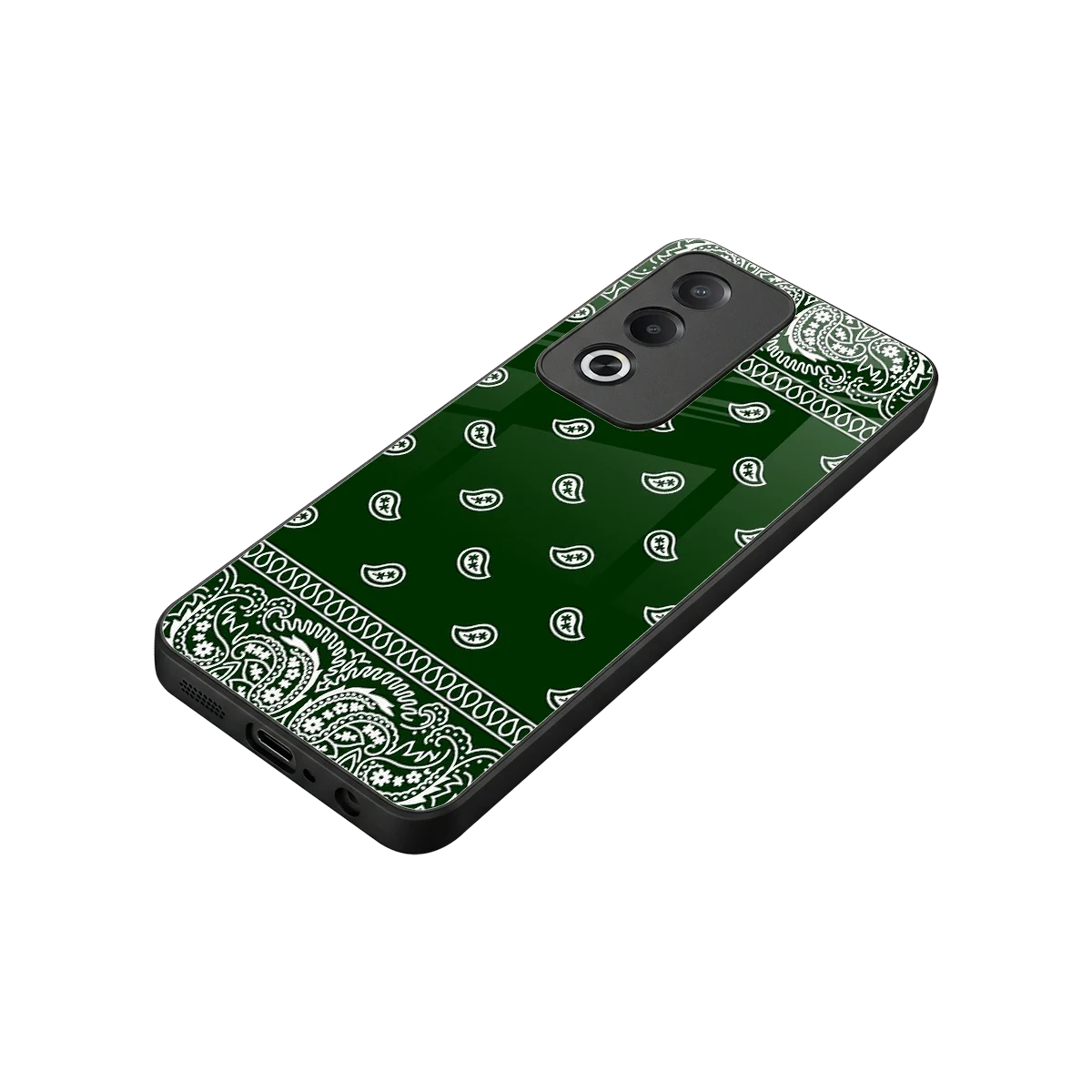 Paisley Green stylish phone case for oppo a3 pro | glossy glass and slim fit