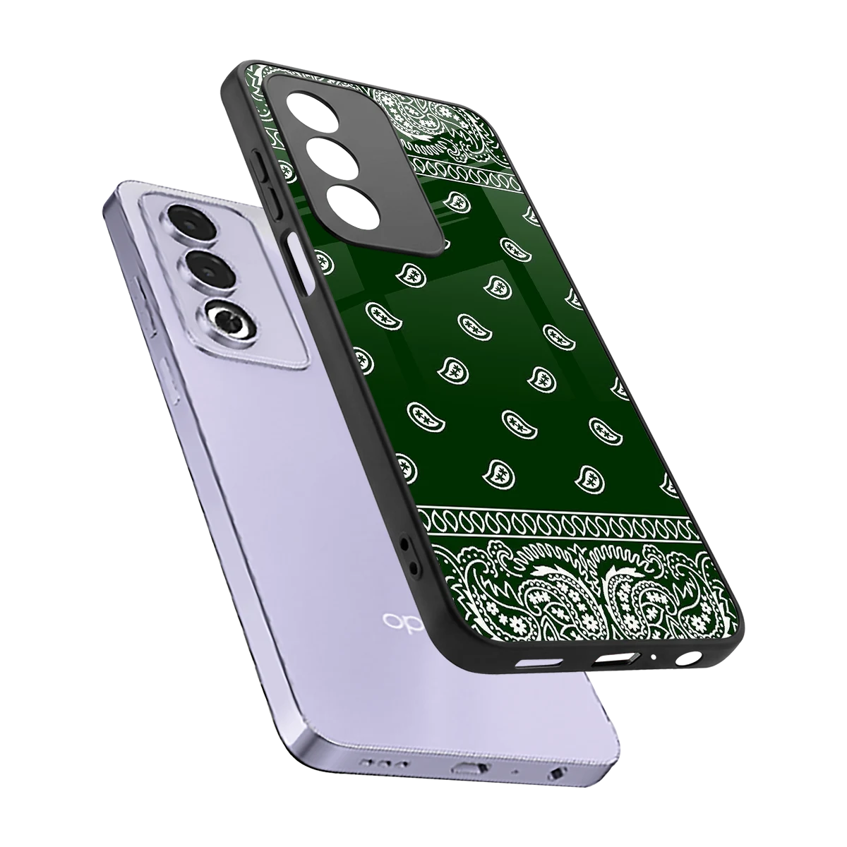 Paisley Green sleek oppo a3 pro cover with tempered glass back and TPU edges