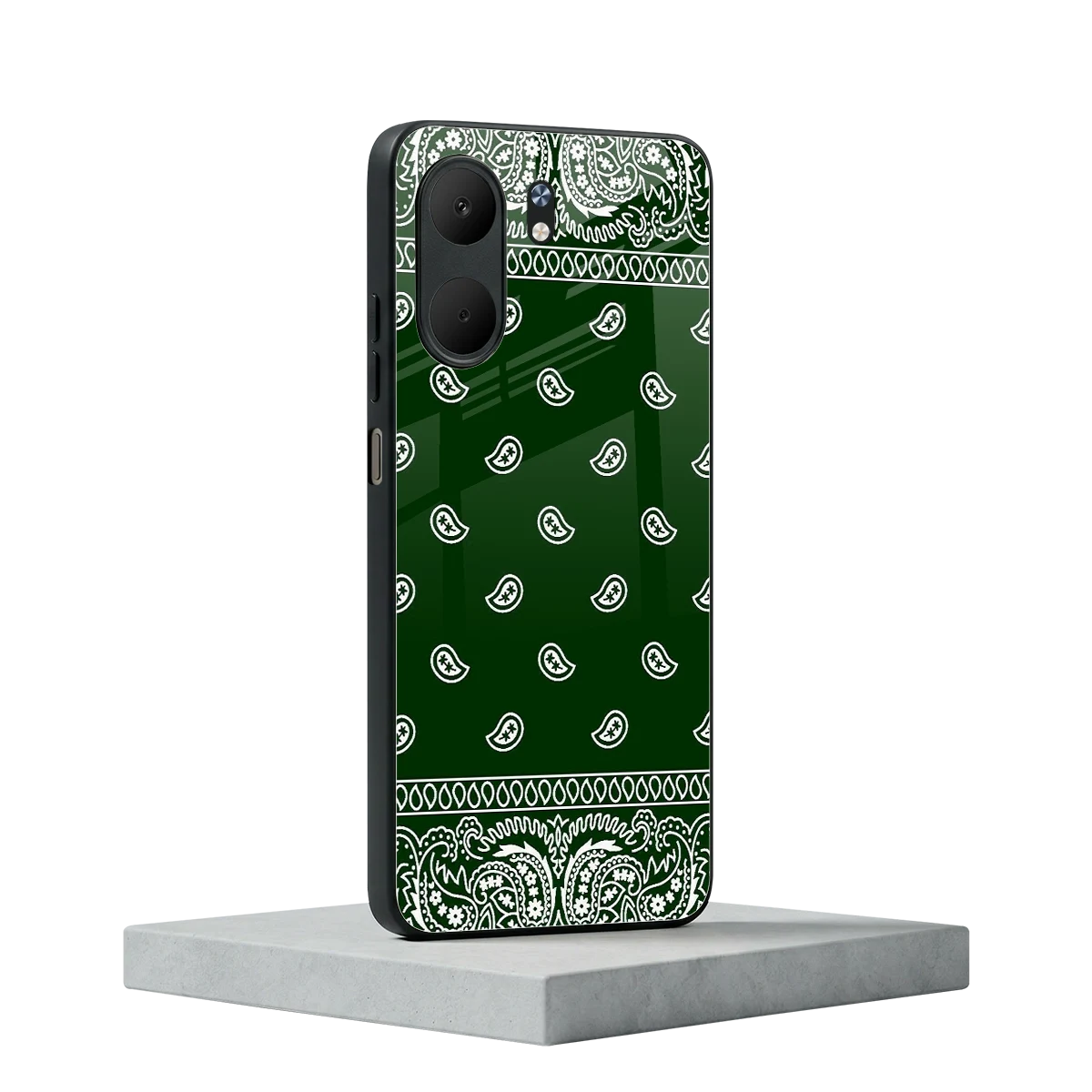 Paisley Green oppo a5x 5g mobile cover | shockproof glass phone case