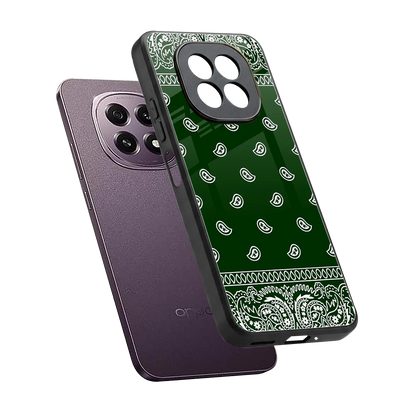 Paisley Green sleek oppo f29 5g cover with tempered glass back and TPU edges