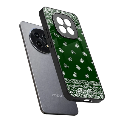 Paisley Green sleek oppo f29 pro 5g cover with tempered glass back and TPU edges