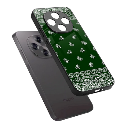 Paisley Green sleek oppo f31 pro 5g cover with tempered glass back and TPU edges