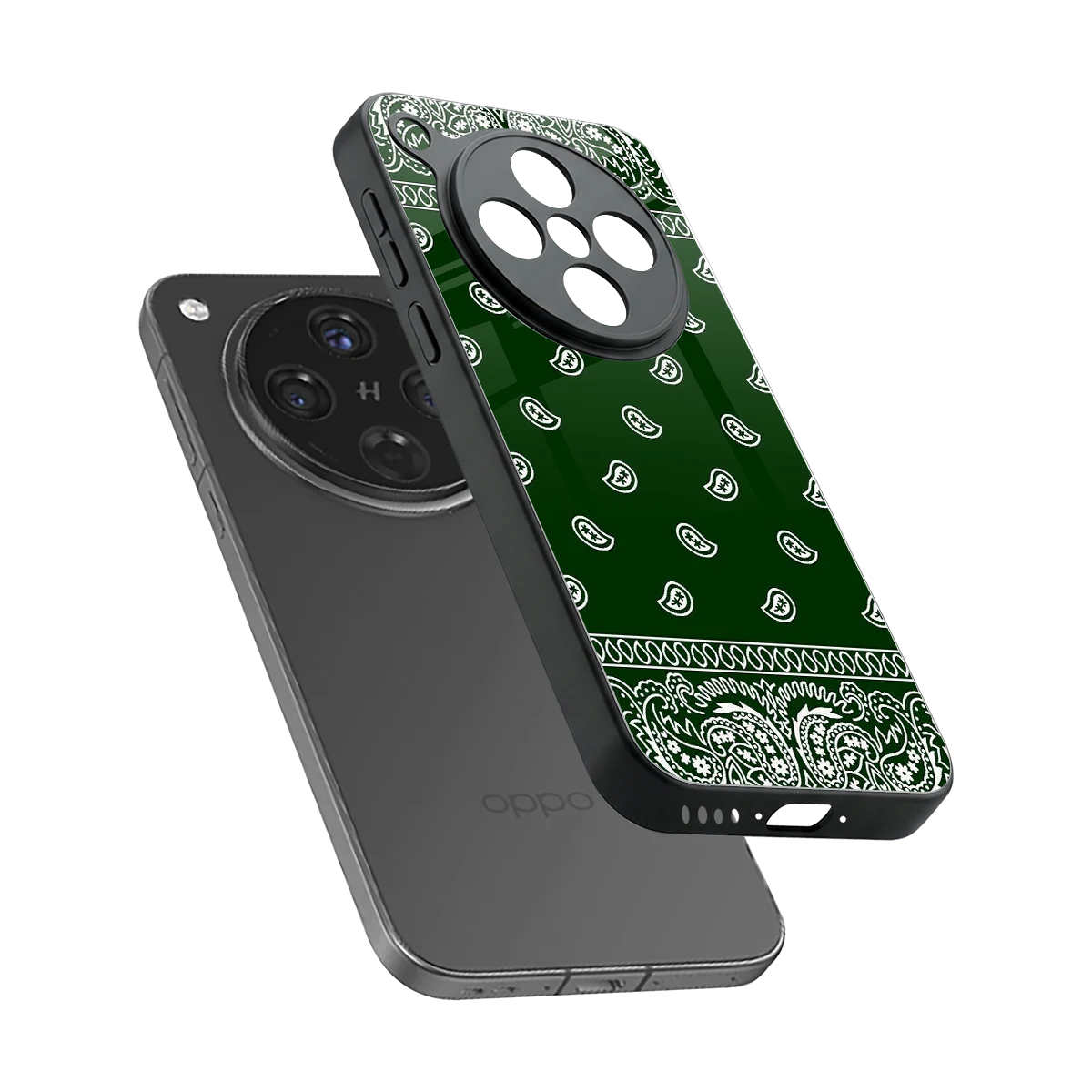 Paisley Green sleek oppo find x8 cover with tempered glass back and TPU edges