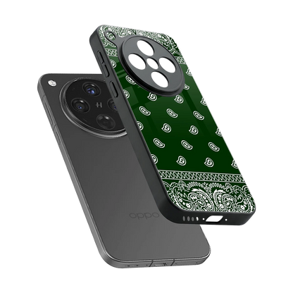 Paisley Green sleek oppo find x8 cover with tempered glass back and TPU edges