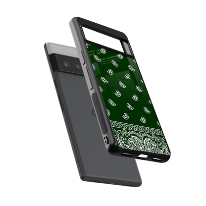Paisley Green sleek google pixel 6 pro cover with tempered glass back and TPU edges