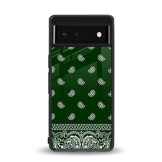 Paisley Green back phone cover | glass case for google pixel 6a