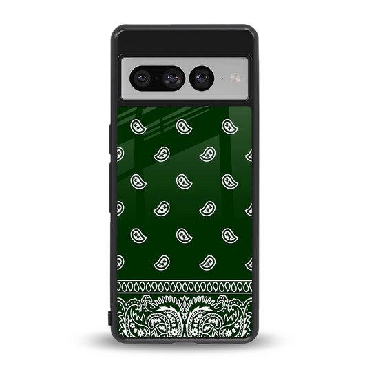 Paisley Green back phone cover | glass case for google pixel 7 pro