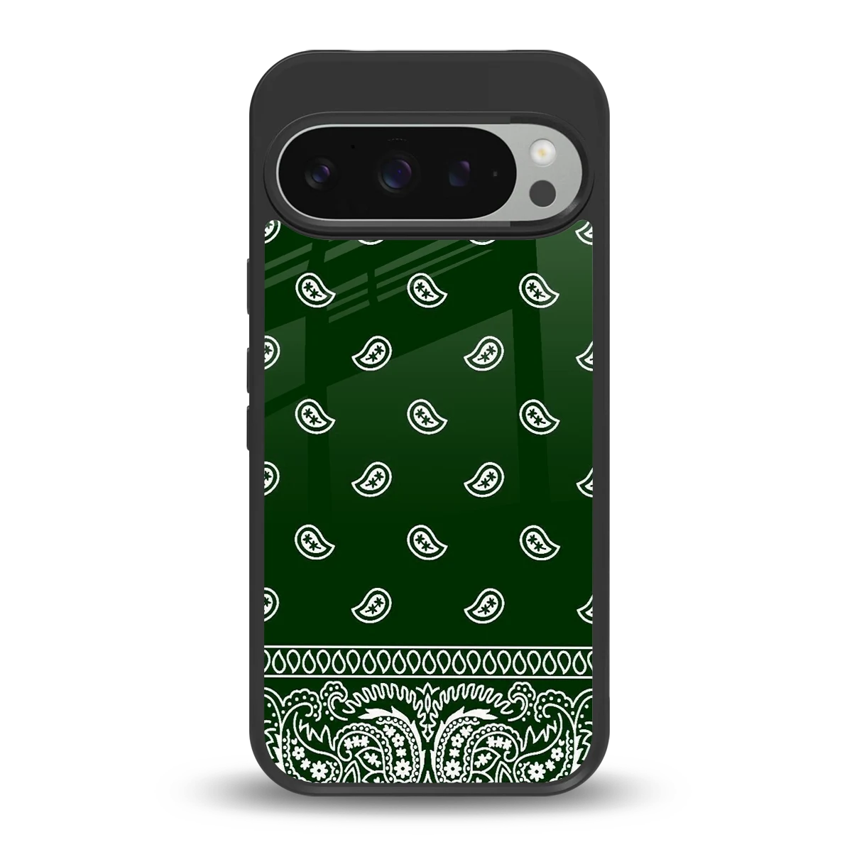 Paisley Green back phone cover | glass case for google pixel 9 pro