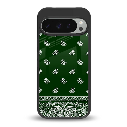 Paisley Green back phone cover | glass case for google pixel 9 pro