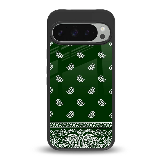 Paisley Green back phone cover | glass case for google pixel 9 pro