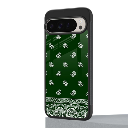Paisley Green google pixel 9 pro mobile cover | shockproof glass phone case