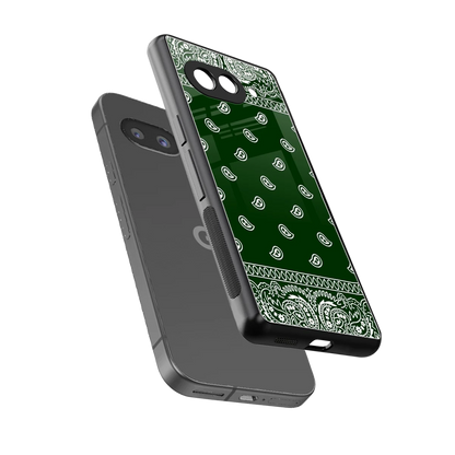Paisley Green sleek google pixel 9a cover with tempered glass back and TPU edges