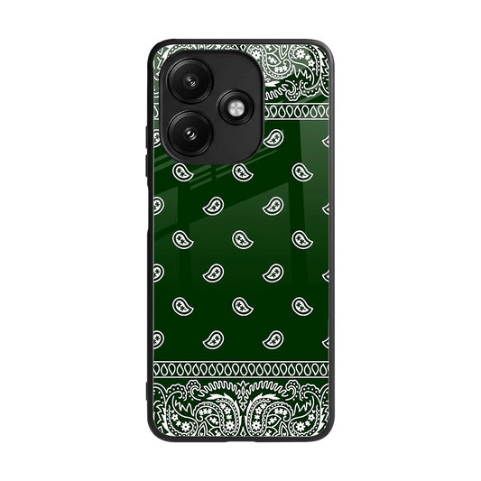 Paisley Green back phone cover | glass case for redmi 12 5g