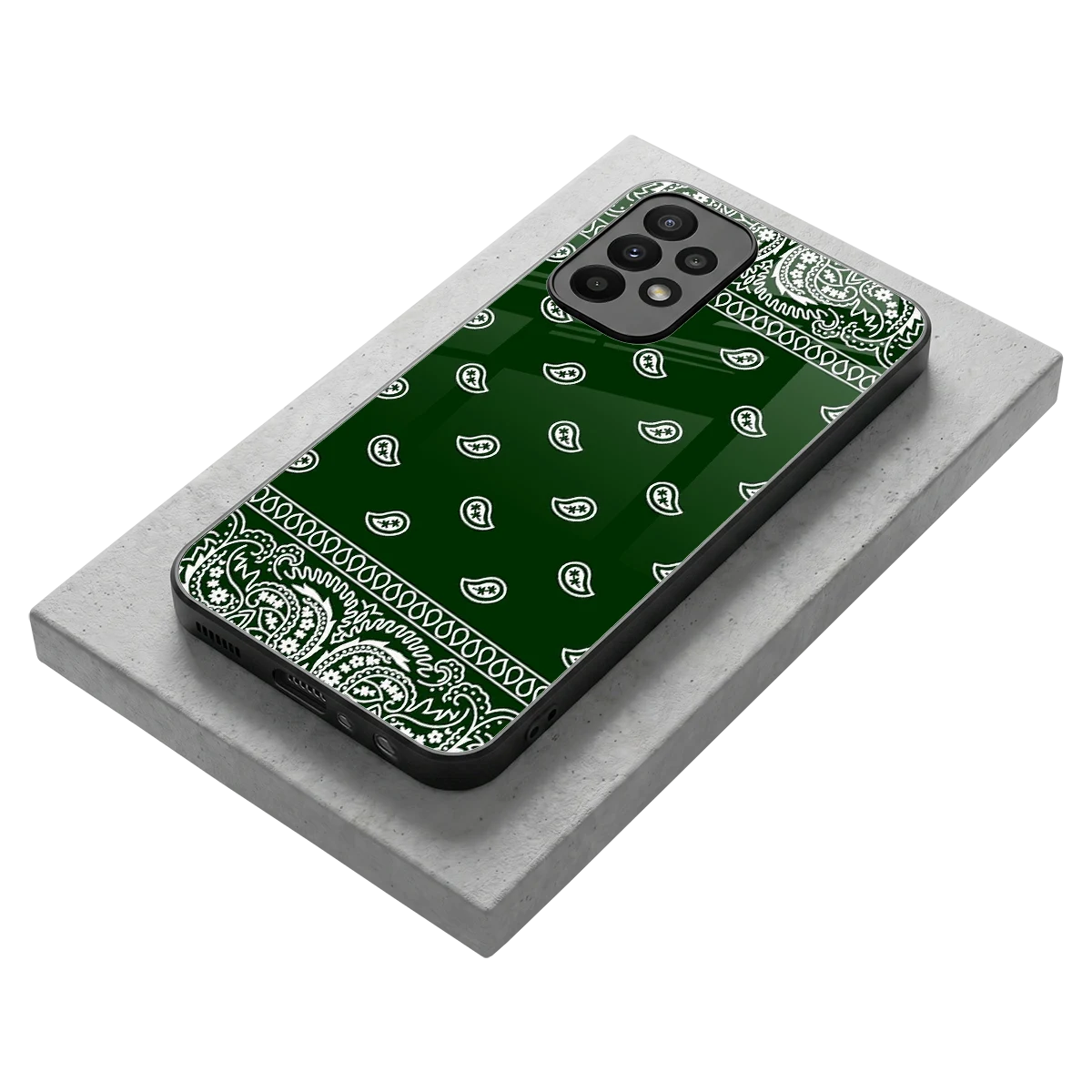 Paisley Green stylish phone case for samsung galaxy a23 | glossy glass and slim fit