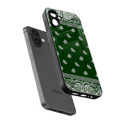 Paisley Green sleek samsung galaxy a06 5g cover with tempered glass back and TPU edges