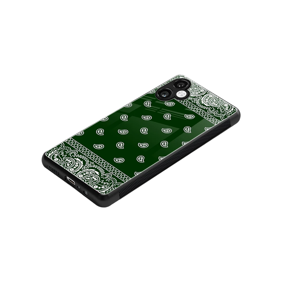 Paisley Green stylish phone case for samsung galaxy a06 5g | glossy glass and slim fit
