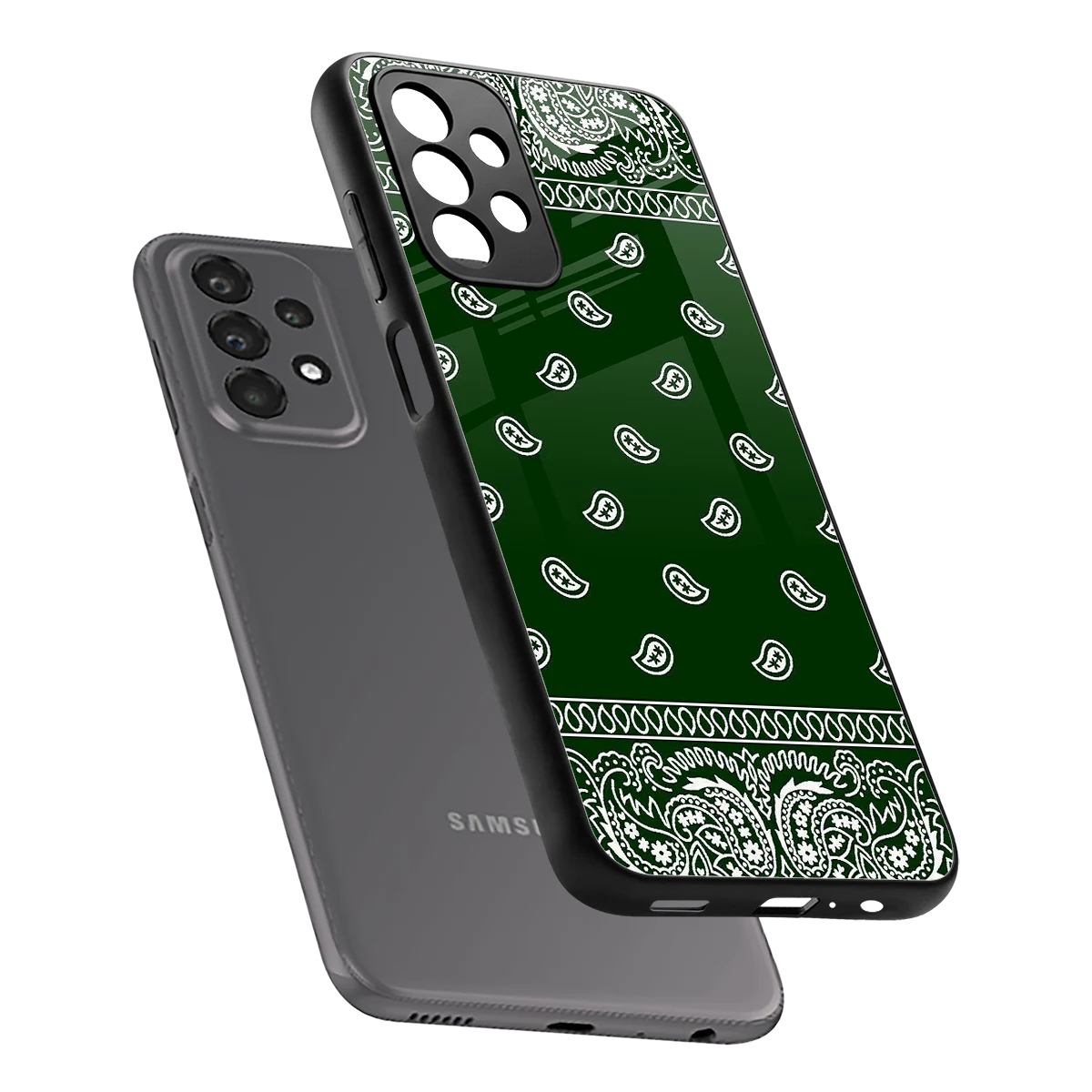 Paisley Green sleek samsung galaxy a23 cover with tempered glass back and TPU edges