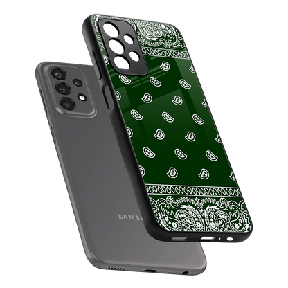 Paisley Green sleek samsung galaxy a23 cover with tempered glass back and TPU edges