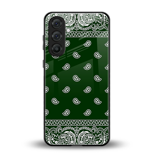 Paisley Green back phone cover | glass case for samsung galaxy m35 5g