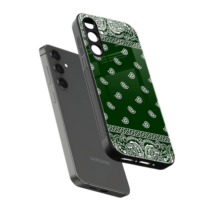 Paisley Green sleek samsung galaxy m35 5g cover with tempered glass back and TPU edges