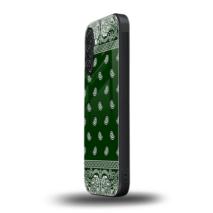 Paisley Green samsung galaxy m35 5g mobile cover | shockproof glass phone case