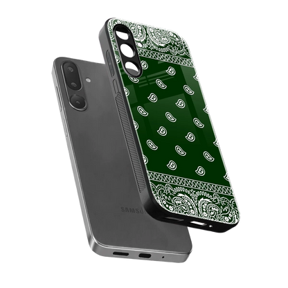 Paisley Green sleek samsung galaxy m56 5g cover with tempered glass back and TPU edges