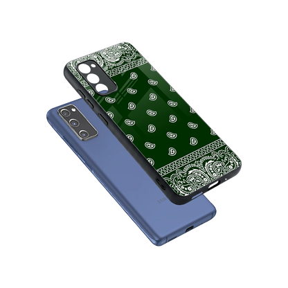 Paisley Green sleek samsung galaxy s20 fe cover with tempered glass back and TPU edges