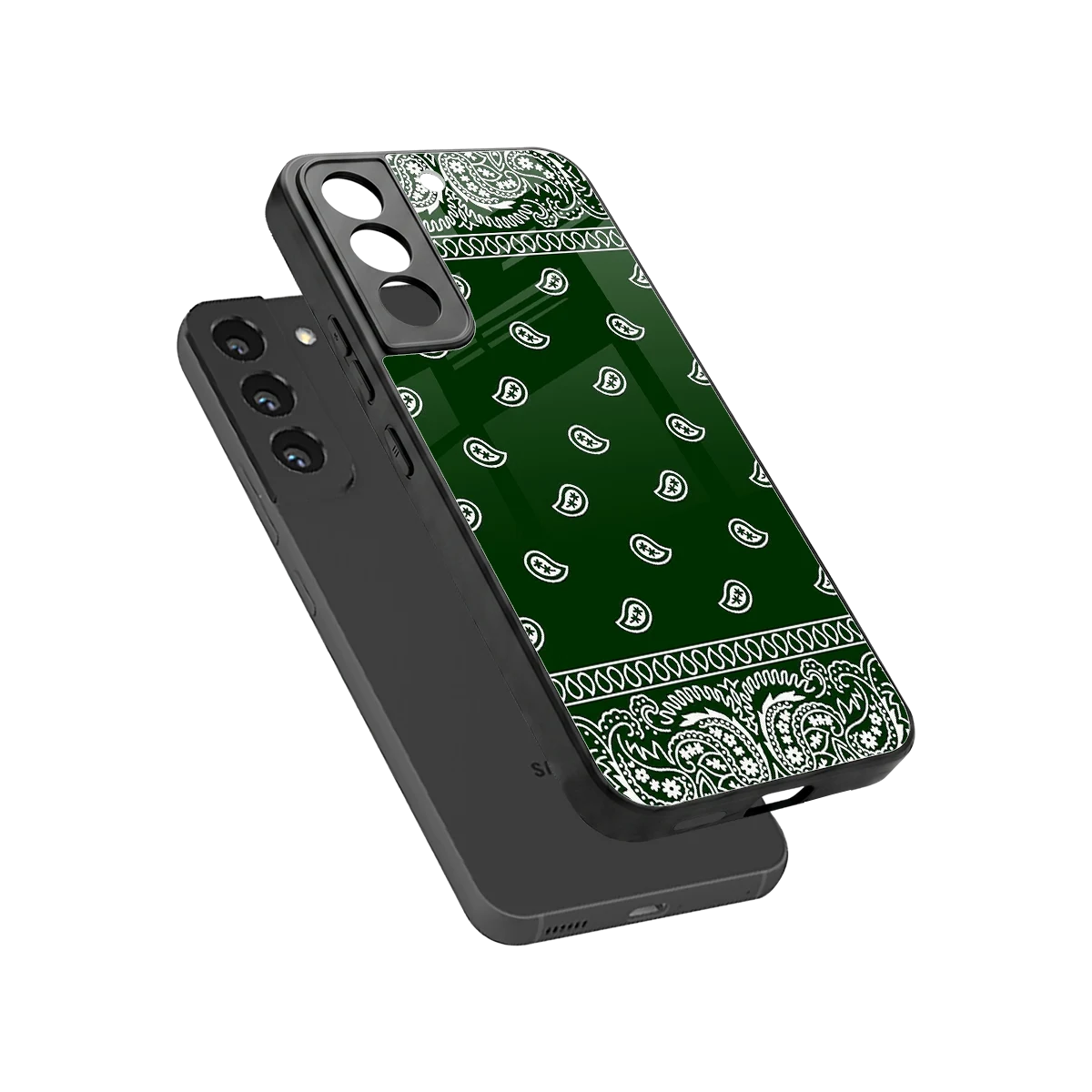 Paisley Green sleek samsung galaxy s22 cover with tempered glass back and TPU edges