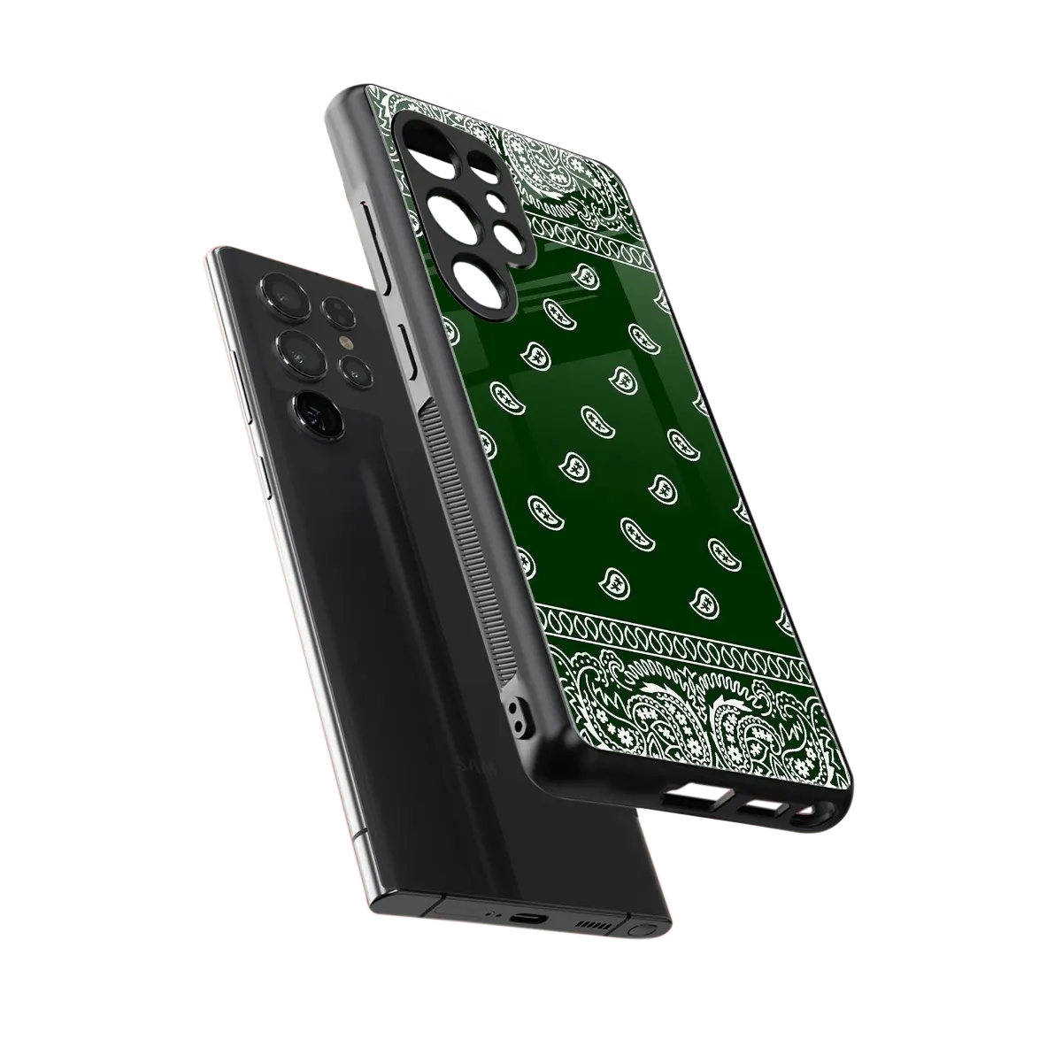 Paisley Green sleek samsung galaxy s25 ultra cover with tempered glass back and TPU edges