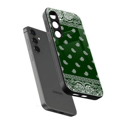 Paisley Green sleek samsung galaxy s24 cover with tempered glass back and TPU edges