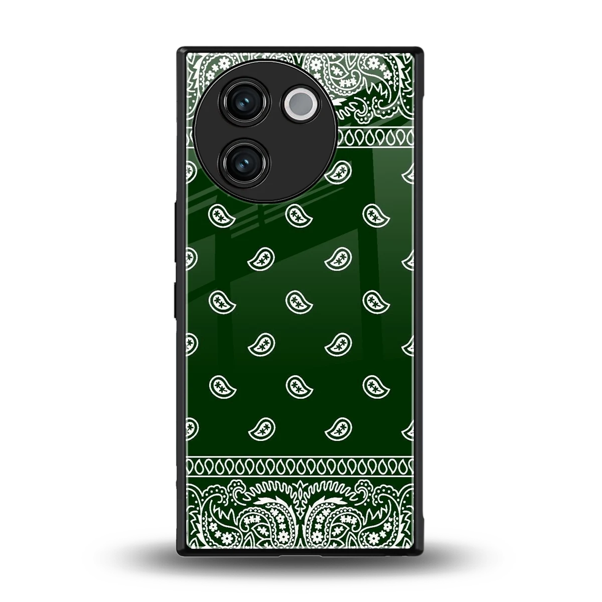 Paisley Green back phone cover | glass case for vivo v30e