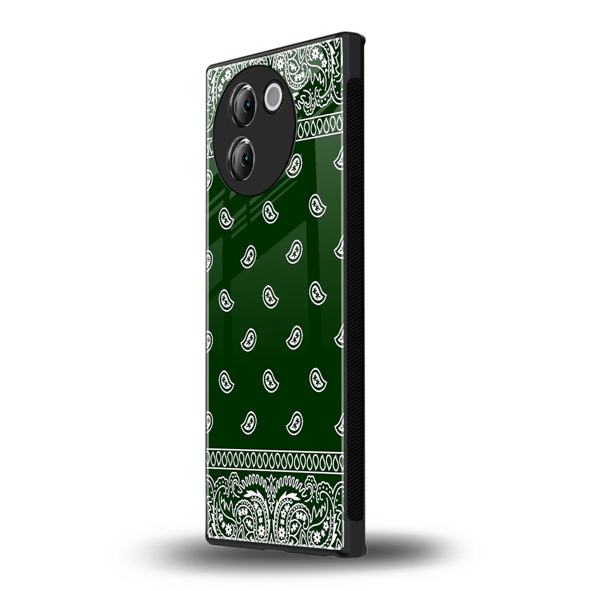 Paisley Green vivo v30e mobile cover | shockproof glass phone case