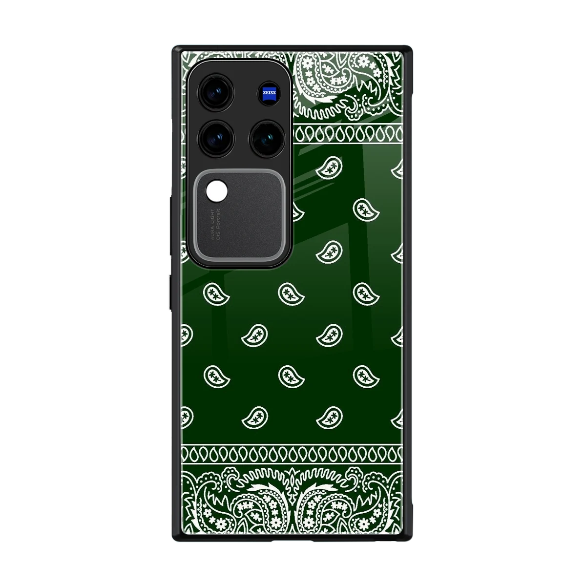 Paisley Green back phone cover | glass case forvivo v30 pro