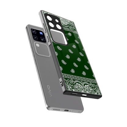 Paisley Green sleekvivo v30 pro cover with tempered glass back and TPU edges