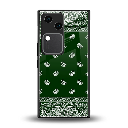 Paisley Green back phone cover | glass case for vivo v30