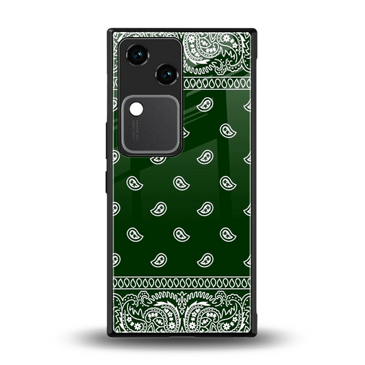 Paisley Green back phone cover | glass case for vivo v30