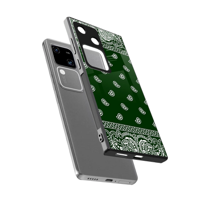 Paisley Green sleek vivo v30 cover with tempered glass back and TPU edges