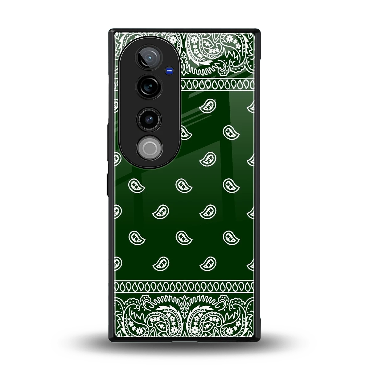 Paisley Green back phone cover | glass case for vivo v40 pro