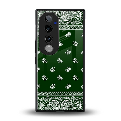 Paisley Green back phone cover | glass case for vivo v40 pro
