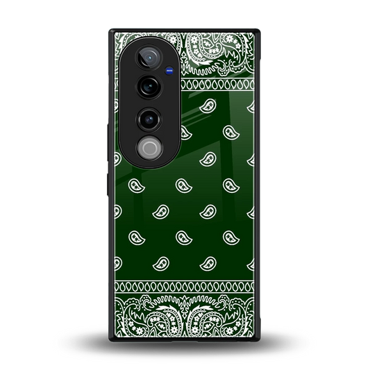Paisley Green back phone cover | glass case for vivo v40 pro