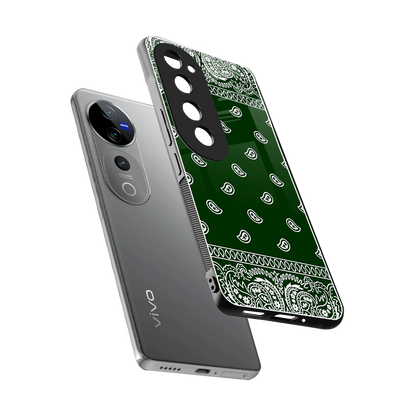 Paisley Green sleek vivo v40 pro cover with tempered glass back and TPU edges