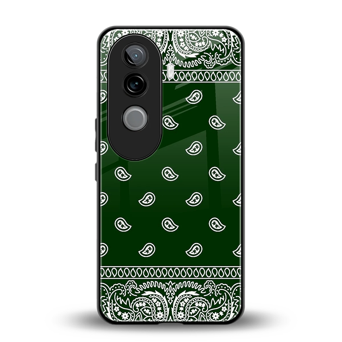 Paisley Green back phone cover | glass case for vivo v40e