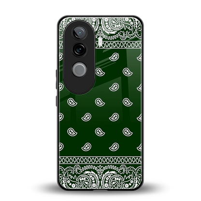 Paisley Green back phone cover | glass case for vivo v40e